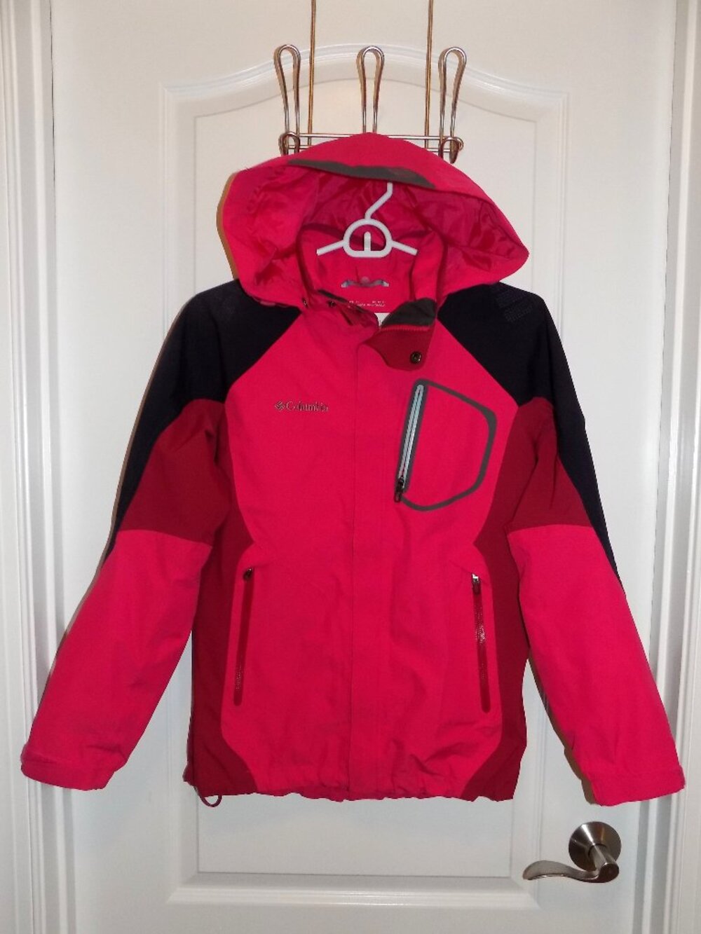 COLUMBIA Womens Red Omni-Tech Waterproof Rain Jacket Small Interchange Like new